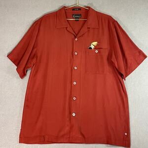 Vintage Luau Silk Hawaiian Shirt Mens M Toucan Tequila Camp Collar Aloha